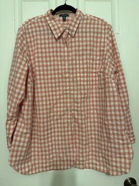 Lauren Ralph Lauren Pink and White Gingham Button-Down Shirt